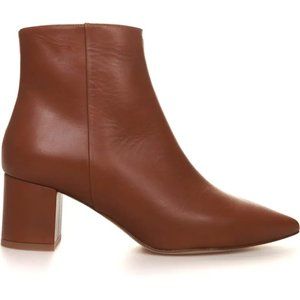 L'AGENCE Jeanne II Pointed Toe Bootie LUGGAGE BROWN, Size 9.5 (39.5) NWT